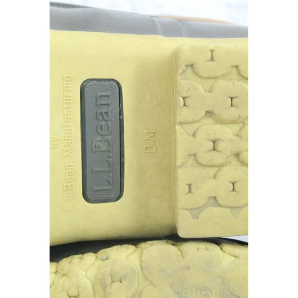 LL Bean Lace Up Unlined Mid Calf Duck Boots Brown Leather Round Toe Size 8 M - Picture 9 of 10